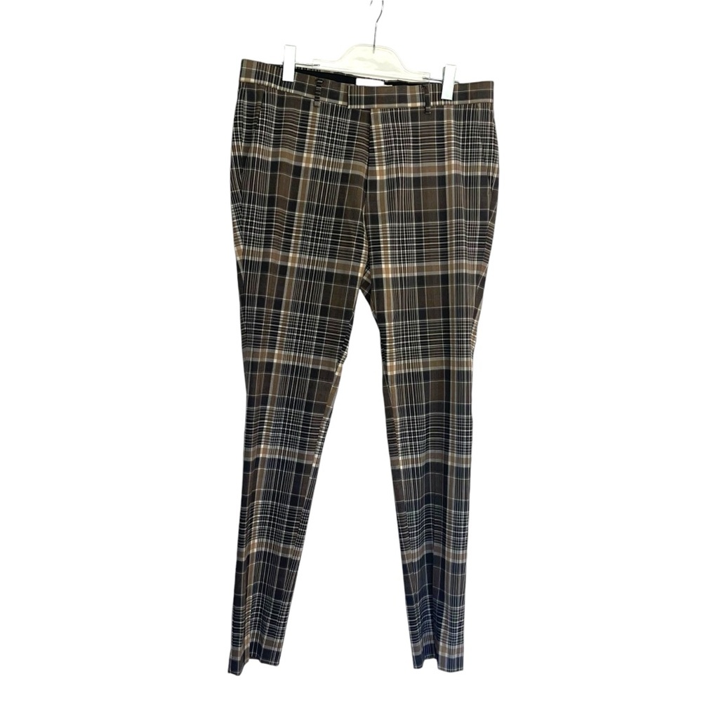 Topman Pants Mens W36x L34Slim Black Beige Large Plaid